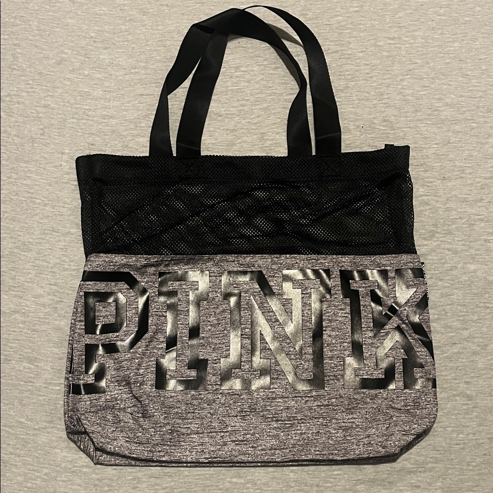 Victoria’s Secret PINK Gray Black Mesh Tote Bag Limited Edition - NWT